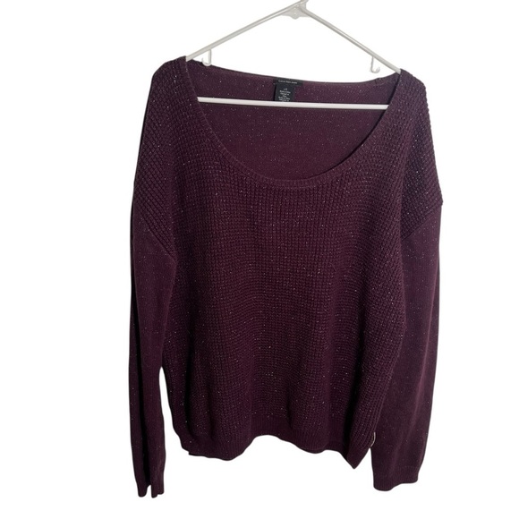 Calvin Klein Jeans Sweaters - Calvin Klein Jeans Women's Size Large Scoop Neck Sweater Purple Metallic Loose